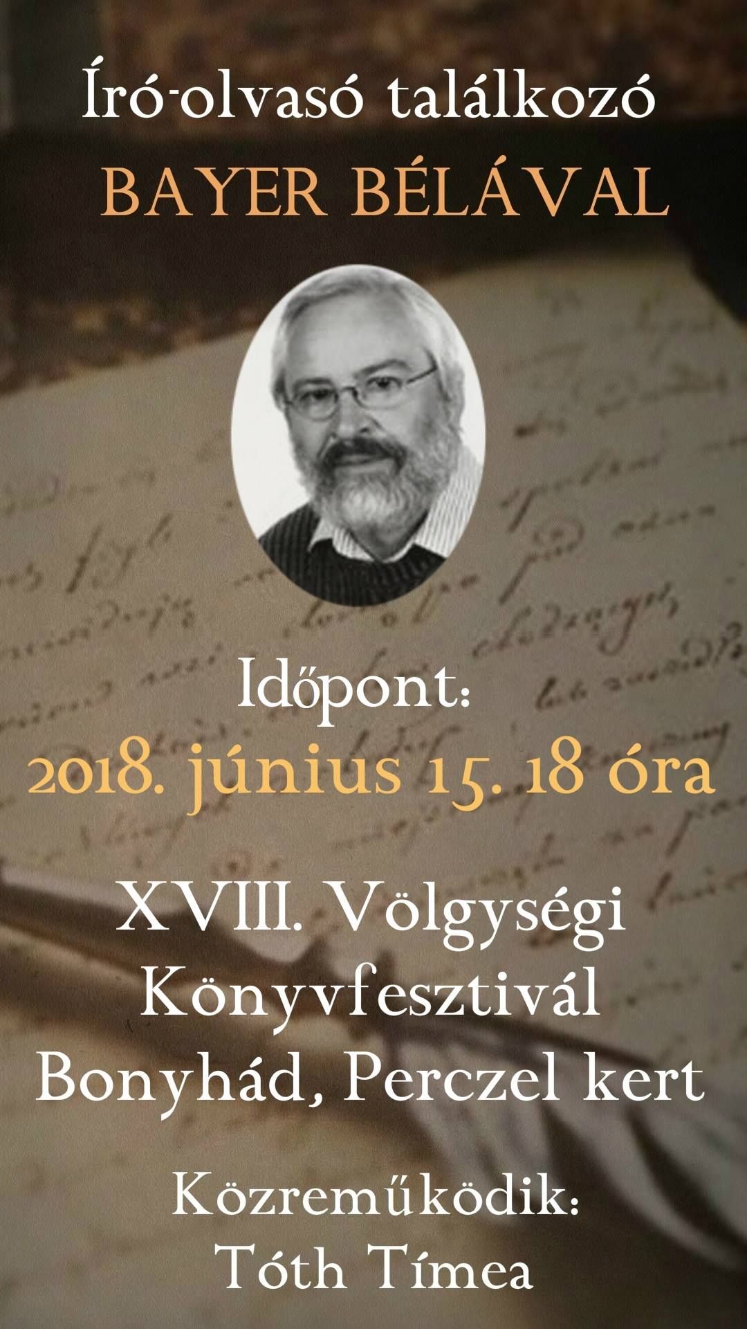 Író-olvasó találkozómat hirdető plakát a XVIII. Völgységi Könyvfesztiválra